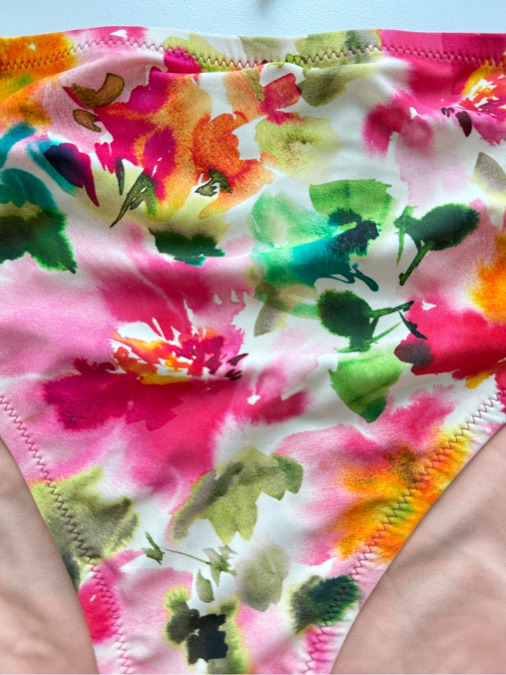 J. Crew Pink and Green Floral Bandeau Bikini Set - Picture 2 of 5